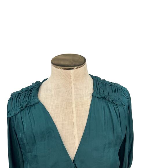 Current Air Ethan Dress Mini Long Sleeve Tiered Emerald Green Size Small - Picture 5 of 11